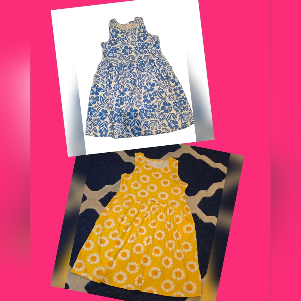 Wonderkids Blue and Yellow Floral Casual Dresses